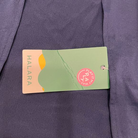 HALARA Twisted Cut Out Ruched Drawstring Split Hem Bodycon Dress Blue L NEW - Picture 6 of 8